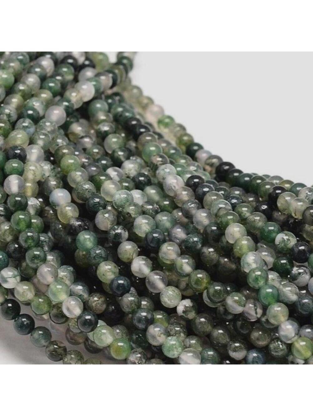 Natural Green Moss Agate Gemstone Beads Round 4mm Bulk Lot 100 pcs